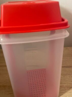 Tupperware Red Lid Clear Food Storage Canister
